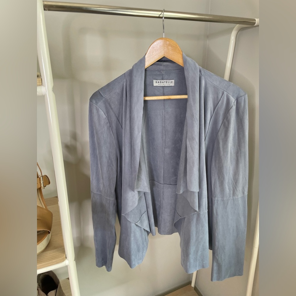 New rarely worn dusty blue microsuede blazer